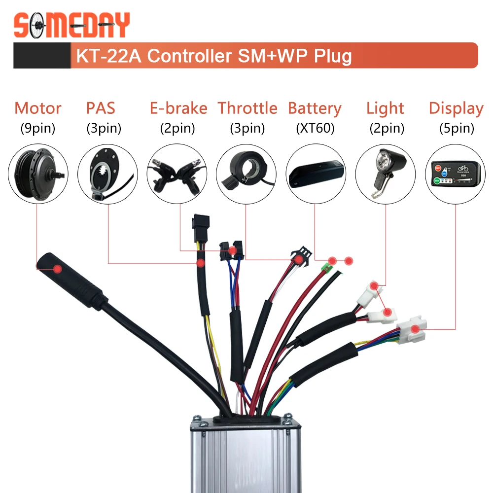 KT Ebike 22A 9 Mosfets Controller 36V 48V 500W 750W With LCD LED Display Ebike Parts Accessies For Electric Bike Conversion Kit