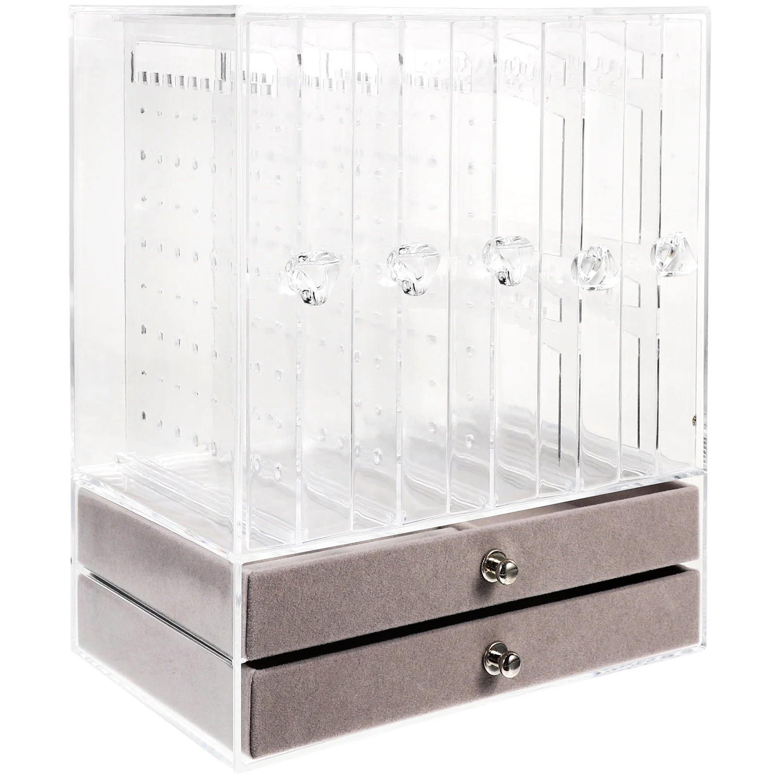 

Jewelry ganizer Acrylic Velvet Double Layer Drawers Earring Clips Storage Box Case Desktop Container Necklace Bracelet Ring