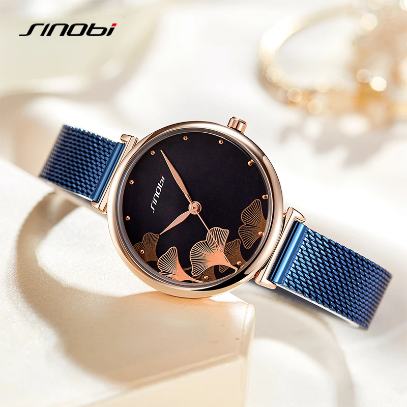 SINOBI Fashion Design Ladies Waterproof Watches Original Women's Quartz Wristwatches Top Brand Womans Gifts Clock SK Reloj Mujer