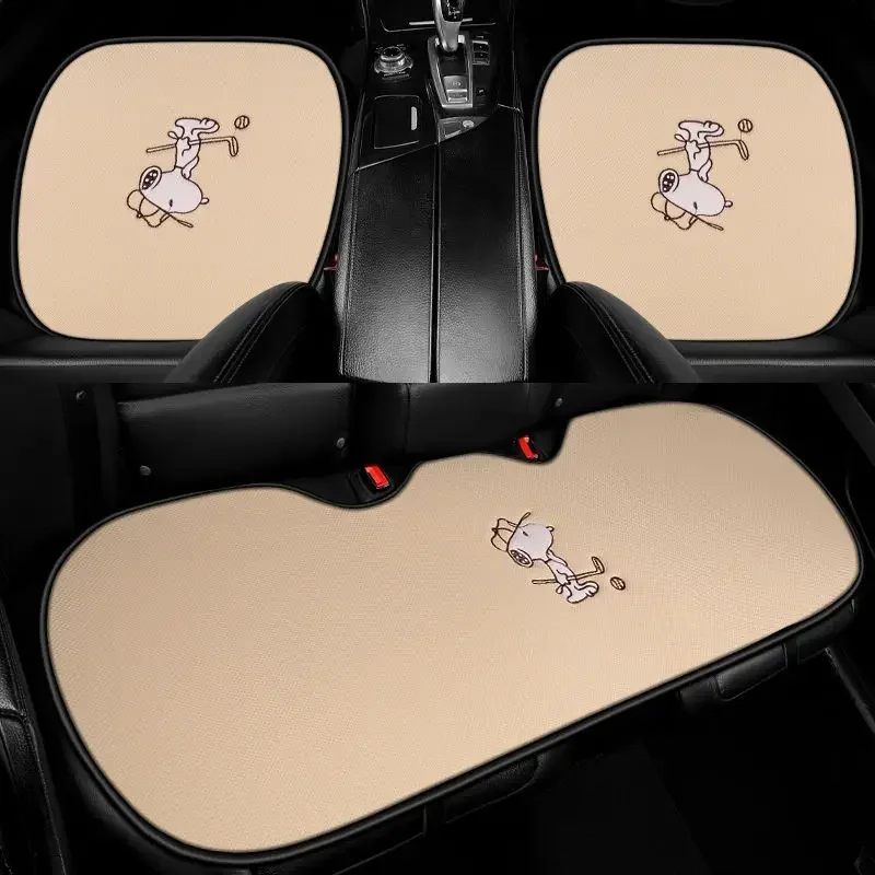 

Snoopy car linen seat cushion Four seasons universal three-piece summer fashion cartoon non-slip breathable seat cushion