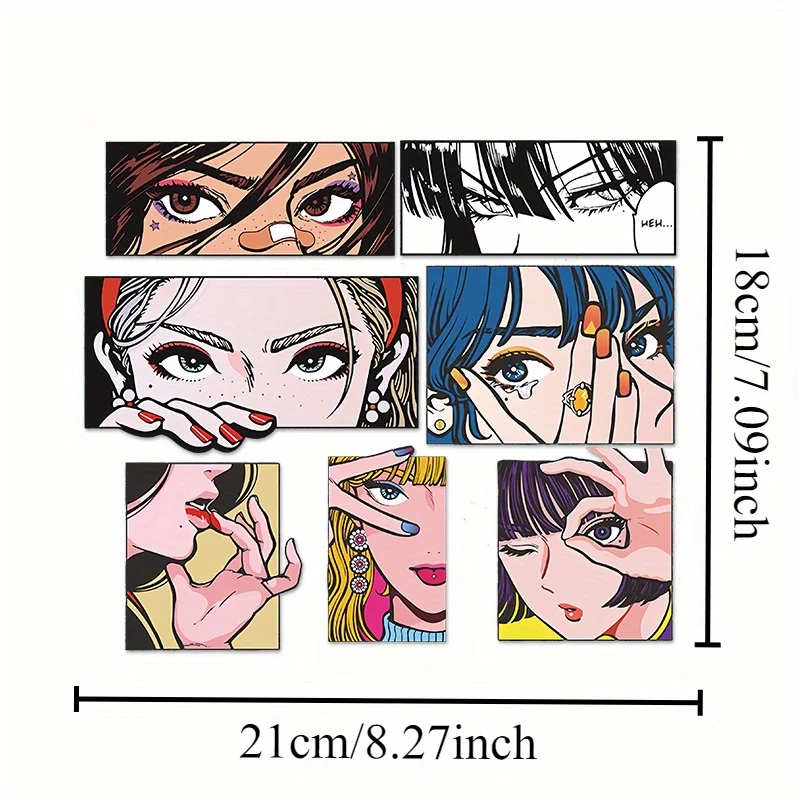 1set Anime Girl Eyes Holographic Waterproof Vinyl Sticker Set for Car Laptop Helmet view 2