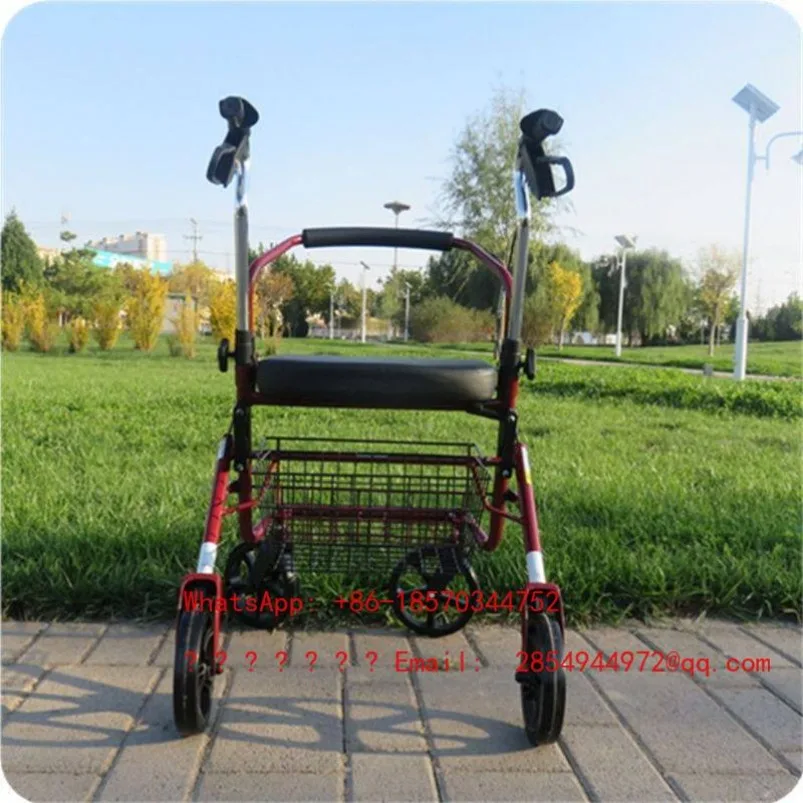 2026    Folding Shopping Scooter, Portable Trolley, Four-wheel Push, Seat-assisted Driving