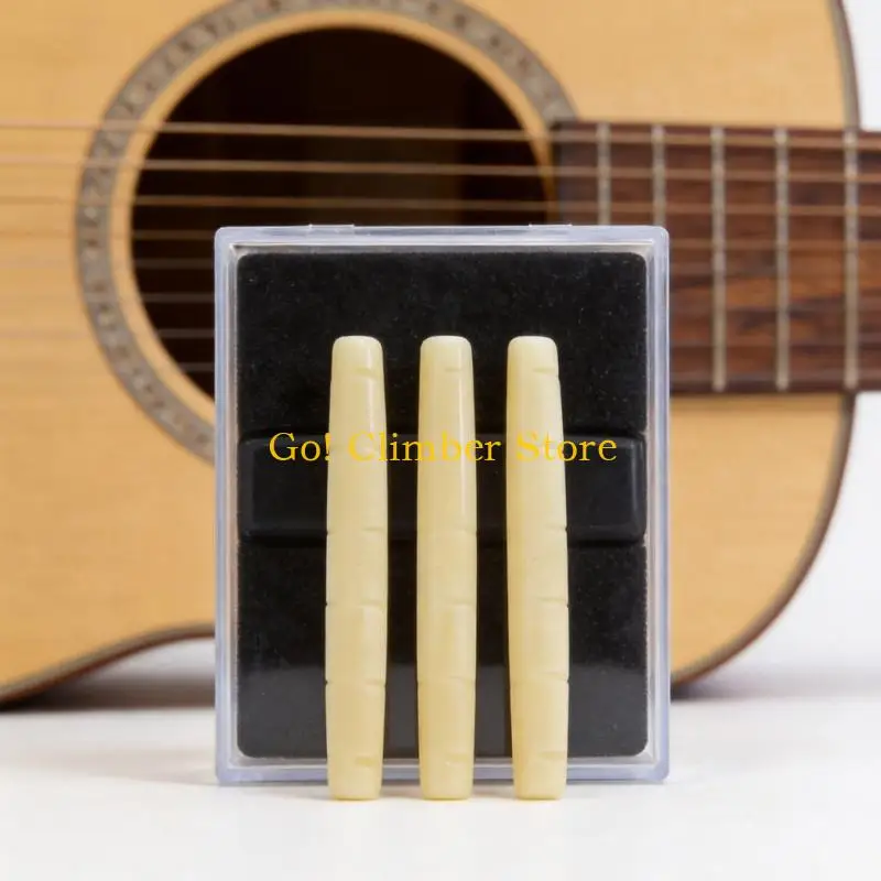 Q84C Three-Piece Guitar Nut Set, 42 mm Natural Bone Parts with Six-String Notches and Polished Surfaces for Replacement,