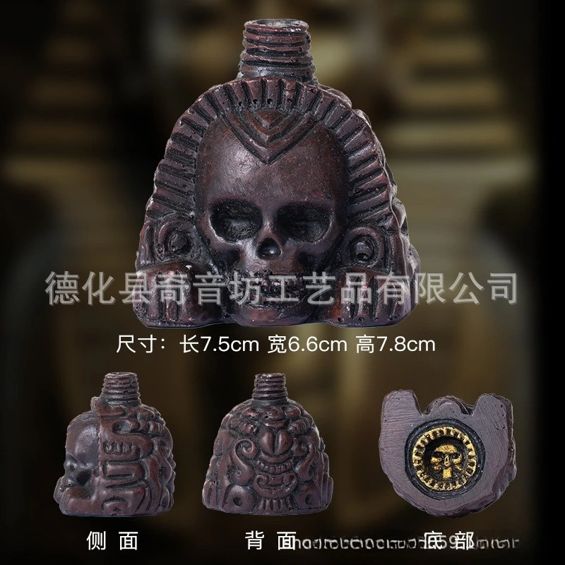 1PC Azteekse doodssirene schedelkop, griezelige gierende geluidsmaker voor feestgrappen of Halloween cadeau van hars ambachtelijk speelgoed