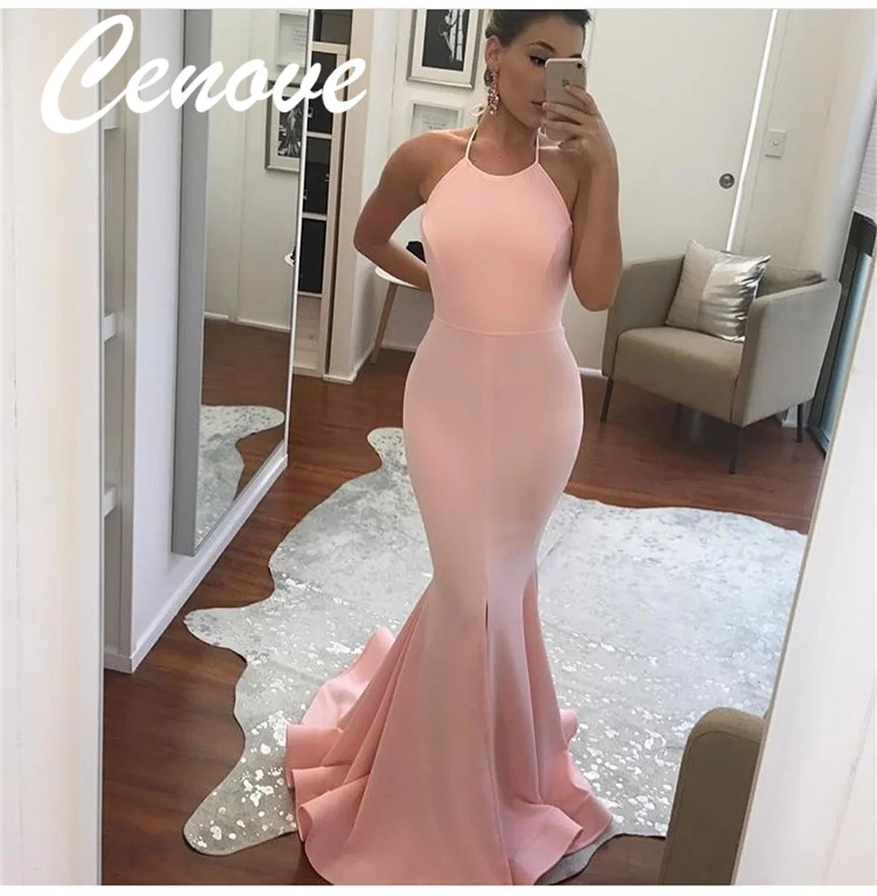 

Cenove Halter Neckline Prom Dress Tight Floor -Length With Sleeveless Evening Summer Party Dress For Women2023