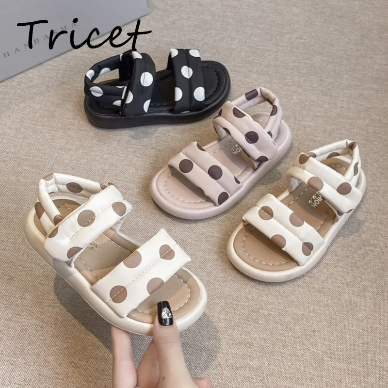 

Dot Printed Girls Sandals Casual PU Leather Hook Loop Toddler Kids Sandals Soft Bottom Non Slip Children Summer Shoes