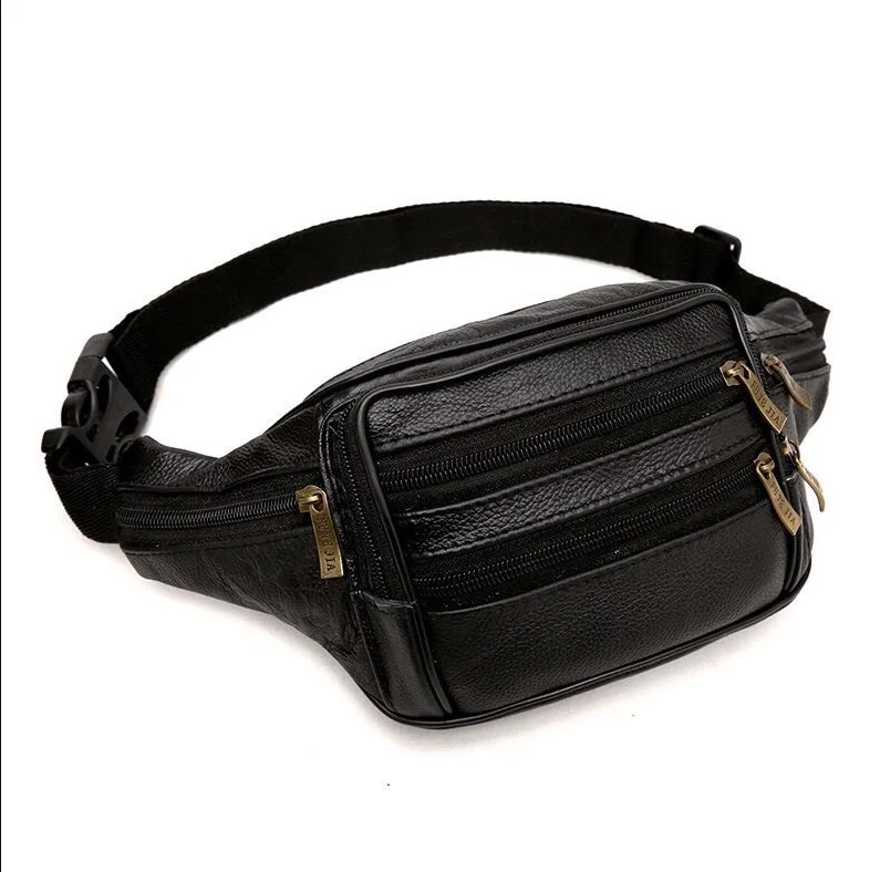 Men's Leather Multi-functional Waterproof Waist Bag - Mobile Phone Wallet Business Cashier Smaller Size