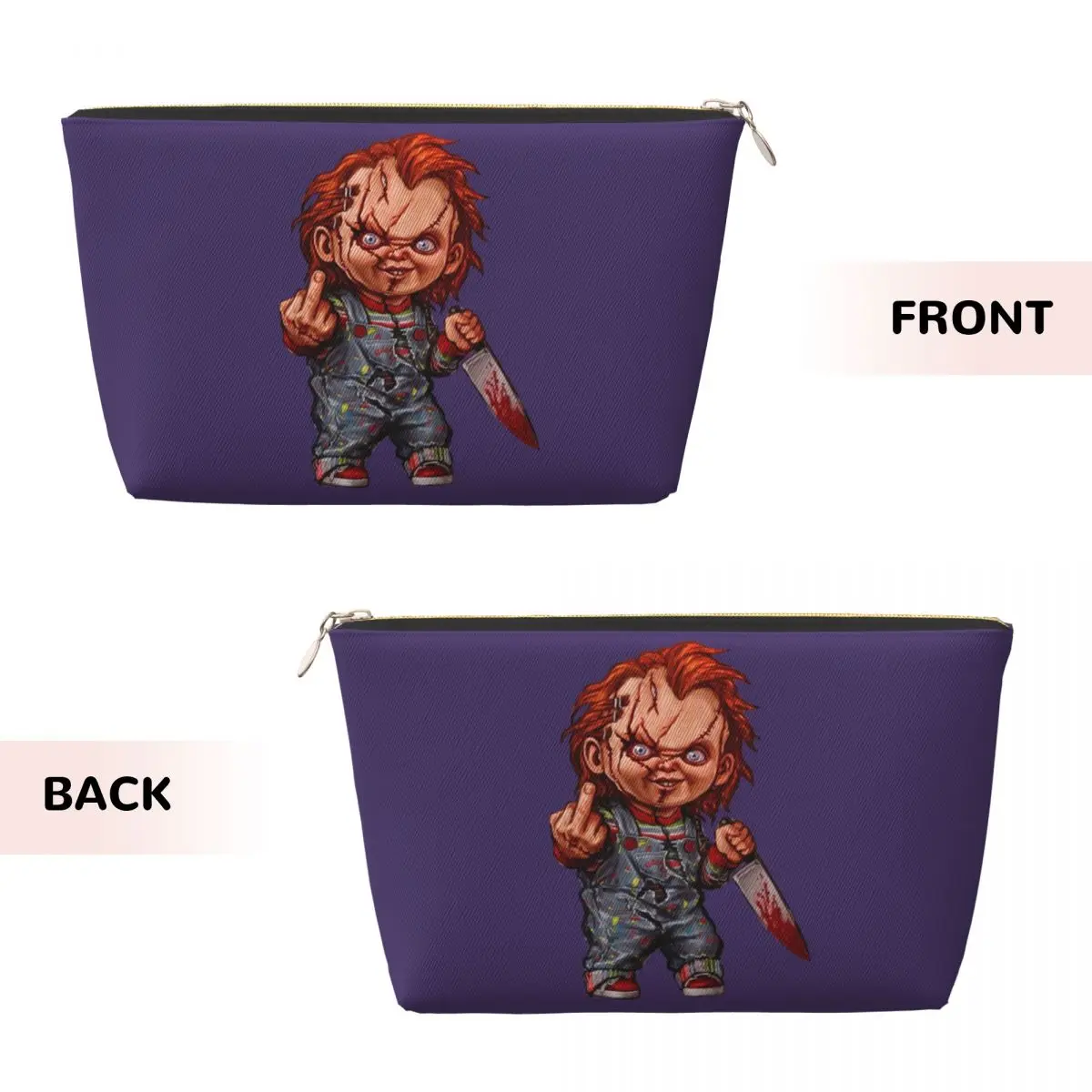 Custom The Killer Doll Chucky Cosmetic Bag Big Capacity Child's Play Horror Movie Makeup Case Beauty Storage Toiletry Bags