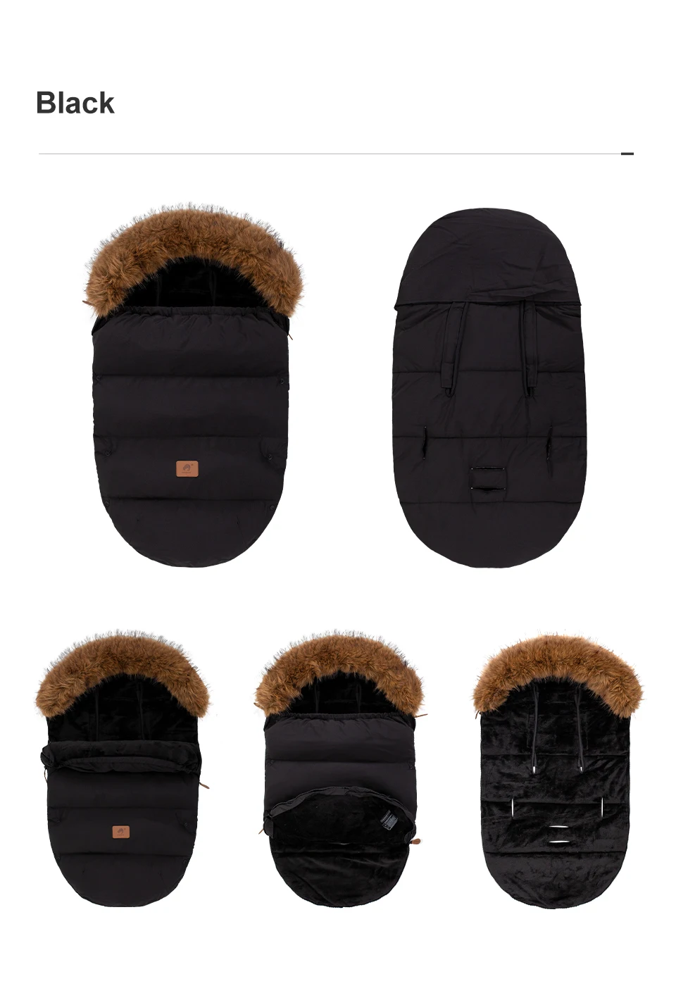 Kinderwagen Fußsack Outdoor Winter Baby Warm In Kinderwagen Abnehmbare Dicker Winddicht Pelz Kragen Baby Umschlag Kinderwagen Zubehör – Detail 11