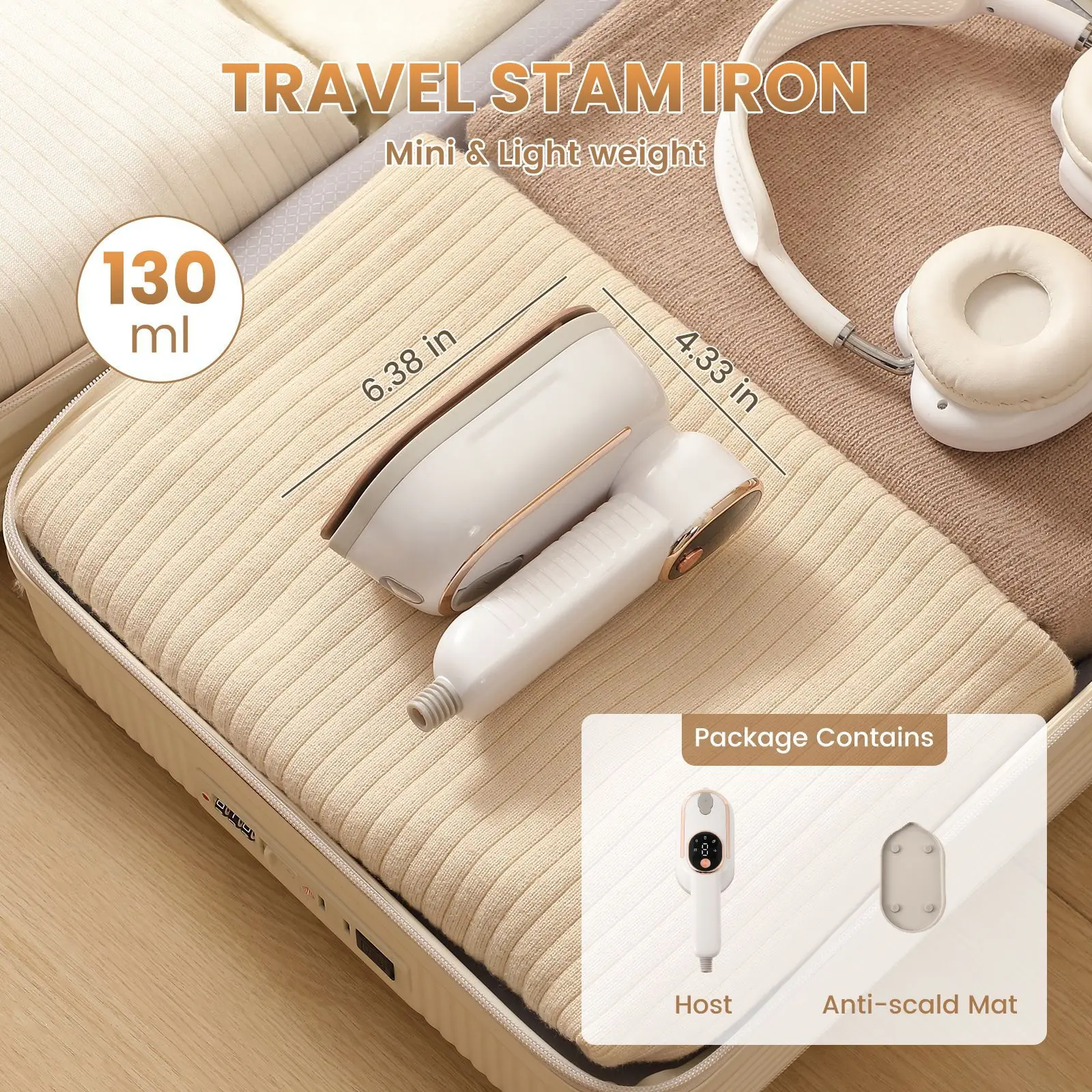 1200W Portable Handheld Steam Iron Rotating Foldable for Quick Wrinkle Removal Ideal for Home And Travel Use