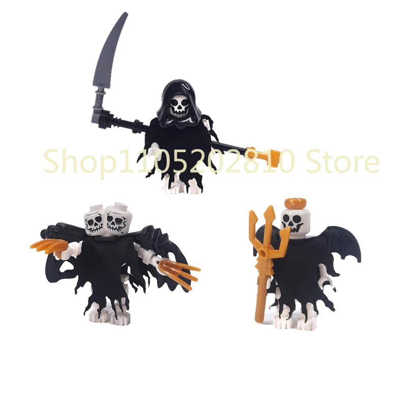 Halloween Totenkopf MOC Figuren Bausteine Mittelalterliches Skelett Ritter Armee DIY Integrierte Mini-Bausteine Buntes Dekoratives Spielzeug Geschenk