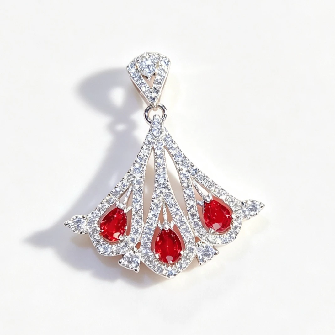 925 Sterling Silver Natural Red Sapphire Pendant Certified Genuine Sapphire Necklace Pendant Luxury Jewelry Gift for Women