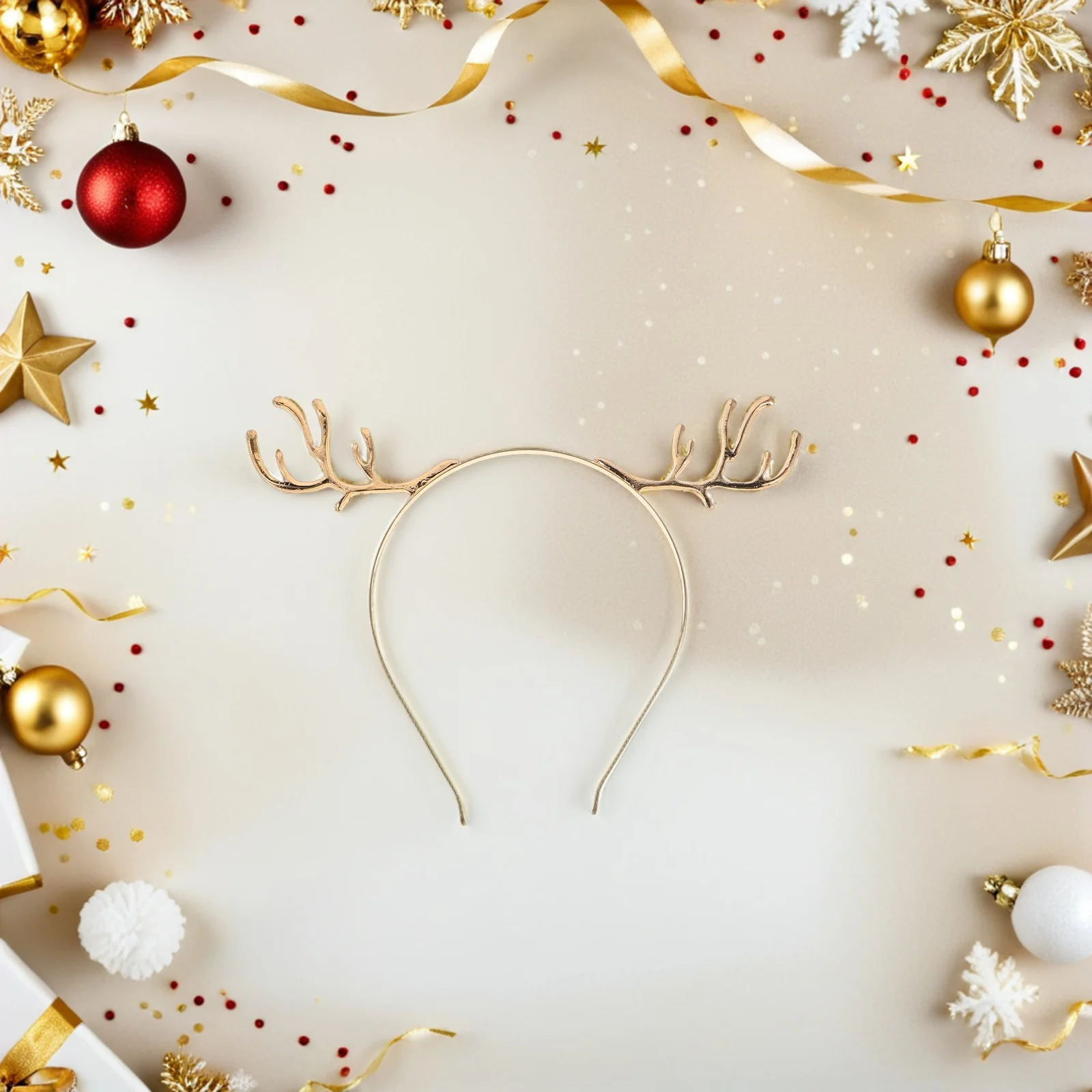 

3pcs Festive Deer Antlers Headband Holiday Hair Accessories Christmas Party Decoration Rhinestone Reindeer Horns Lightweight