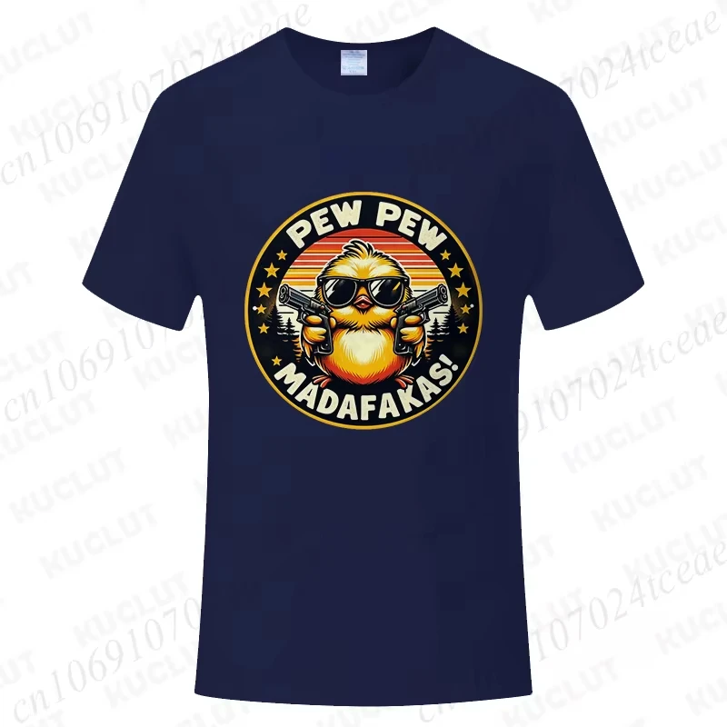 Pew Pew Madafakas Heren T-shirts Leuke Chick Grappige Grafische Tops Zomer Korte Mouw Tees Trendy Streetwear Mannelijke Oversized Kleding - afbeelding 1
