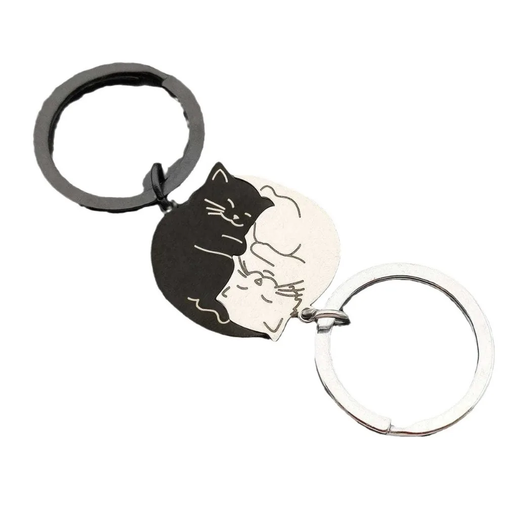 Creative Cartoon Stainless Steel Custom Logo Keyring Cat Friends Series Keychain Key Ring Lovers Birthday Gift Charms for Women - Image 5
