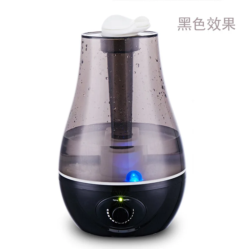 Mini household air humidifier, double spray 3L large capacity humidifier with LED light ultrasonic atomizer