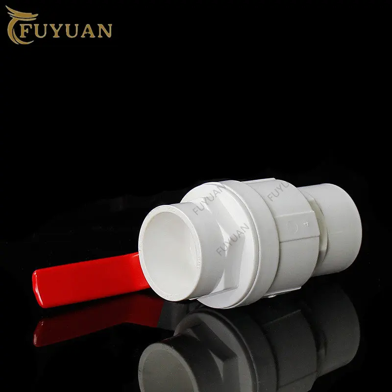 Red Non-slip Handle PVC Ball Valve 20/25/32/40/50/63/75mm Inner Diameter 2 Way Slip Ends Water Shut Off flow controller Valve