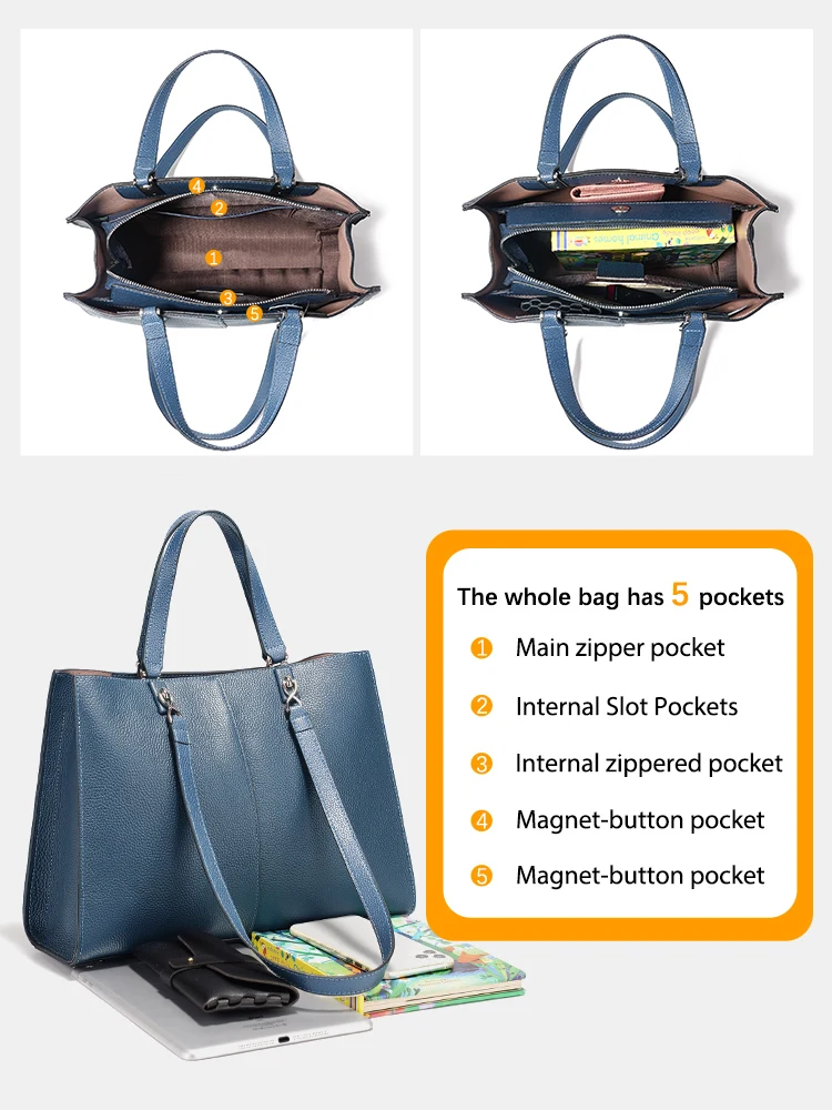 Zency Brown Leather Handbag Genuine Leather Cowhide Bag Wine Bag Woman Commute Tote Handbag Underarm Shoulder Bags Top Handle - view 5
