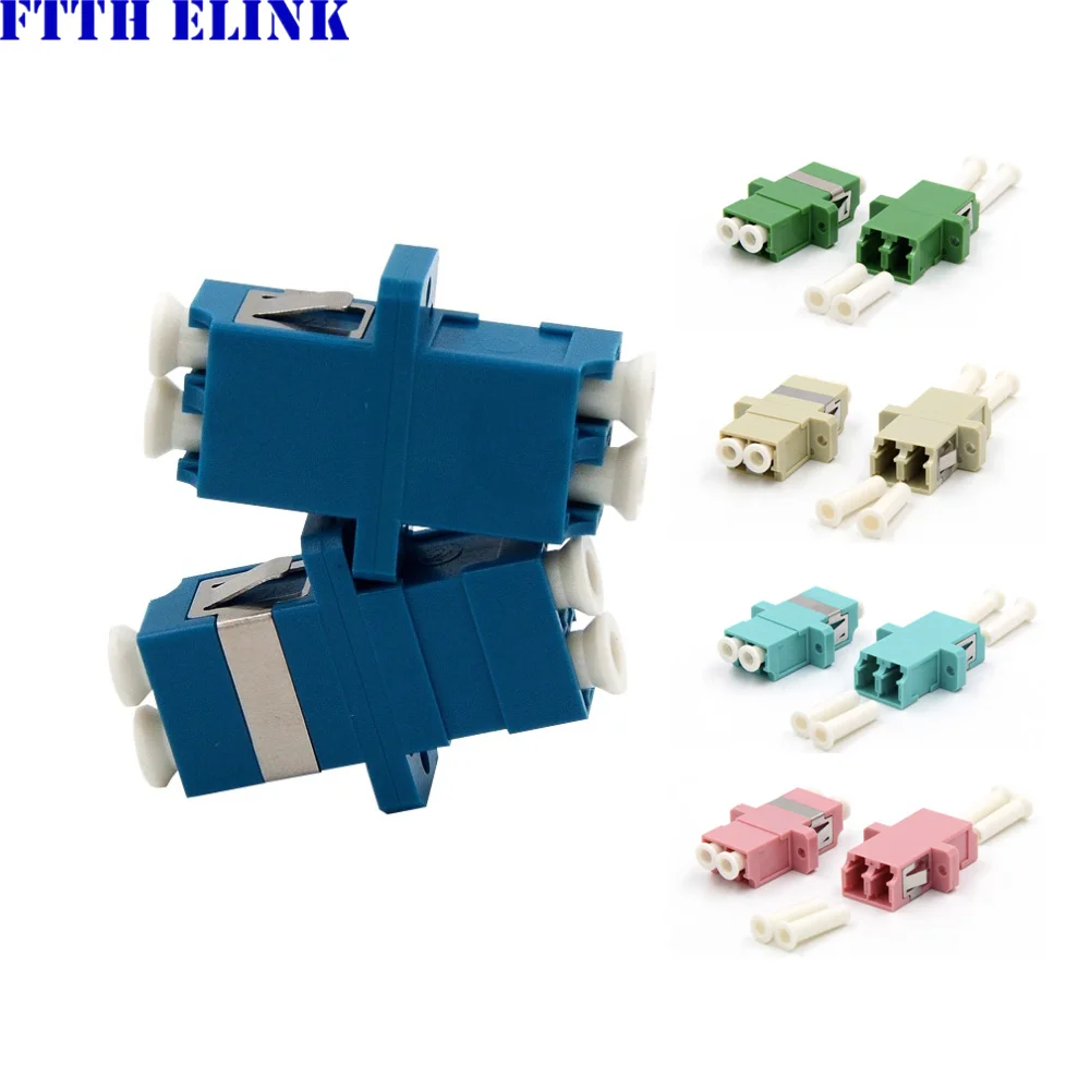 

LC fiber adapter duplex blue gray green aqua Pink SM MM OM3 OM4 APC LC DX optical connector ftth coupler two part 0.2dB 100pcs