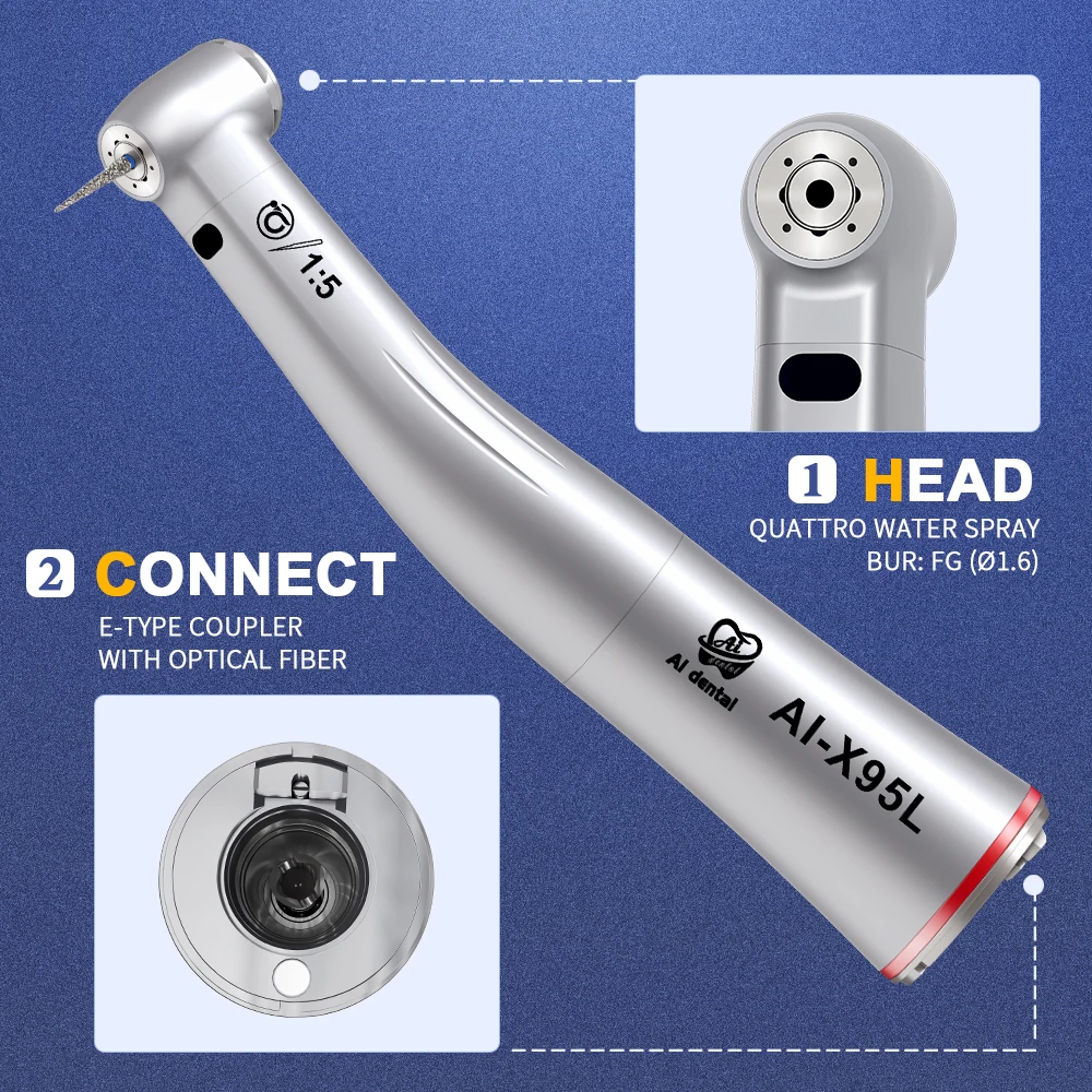 Dental Low Speed Handpiece Contra Angle With Optic Fiber AI X Series X95L/X25L/X15L/X65L