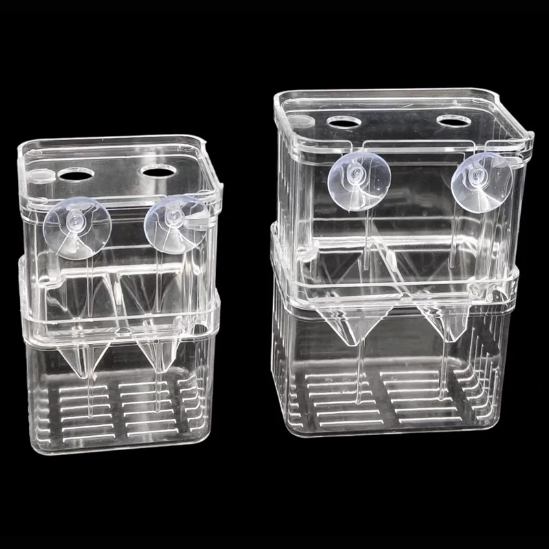 Acuario de acrílico aireado de alta transparencia, caja de cría para peces, incubadora con ventosa, doble capa, aislamiento seguro, protección para alevines.