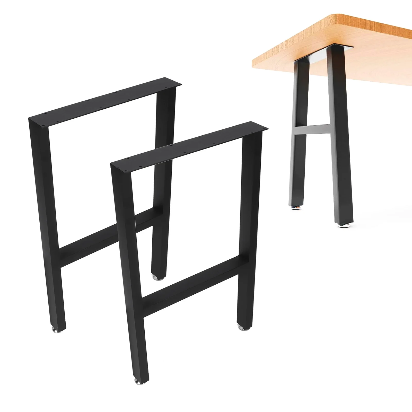 Patas de Metal en forma de H para muebles del hogar, soporte para mesa, escritorio de oficina, color negro mate, 2 piezas, 28 pulgadas