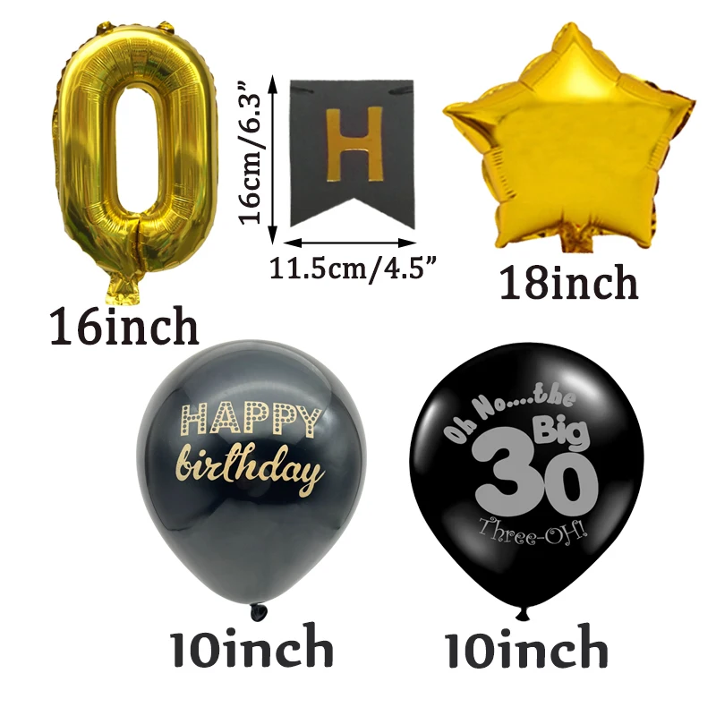 1 Set 30. 40. 50. 60. Geburtstags-Papierbanner Latexballons Happy Birthday DIY Erwachsenen-Geburtstags-Heimparty Jubiläums-Dekorationszubehör – Detail 1