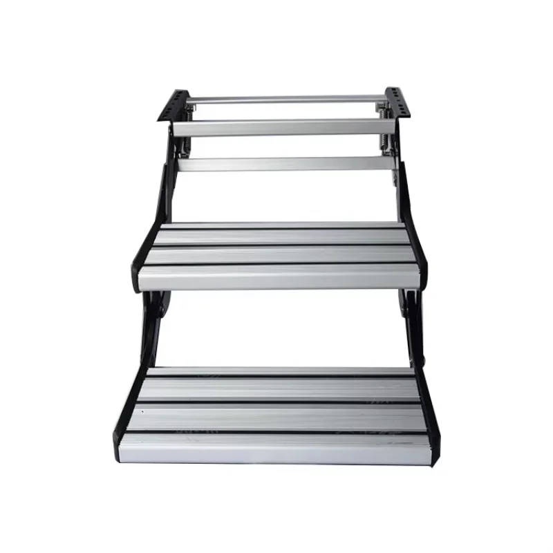 Factory Direct Sale Flexible Aluminum Alloy Double Layers Rv Caravan Trailer Folding Ladder For Motor Home