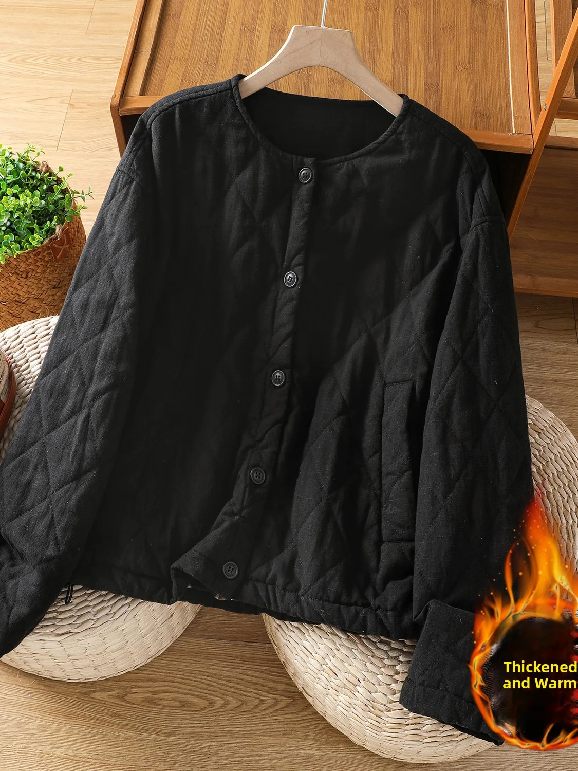 

High-End Women's Winter Cotton Jaet 2025 New Retro Thiened Warm Plaid Pure Cotton Coat Korean Sle Loose Fit Long Sve