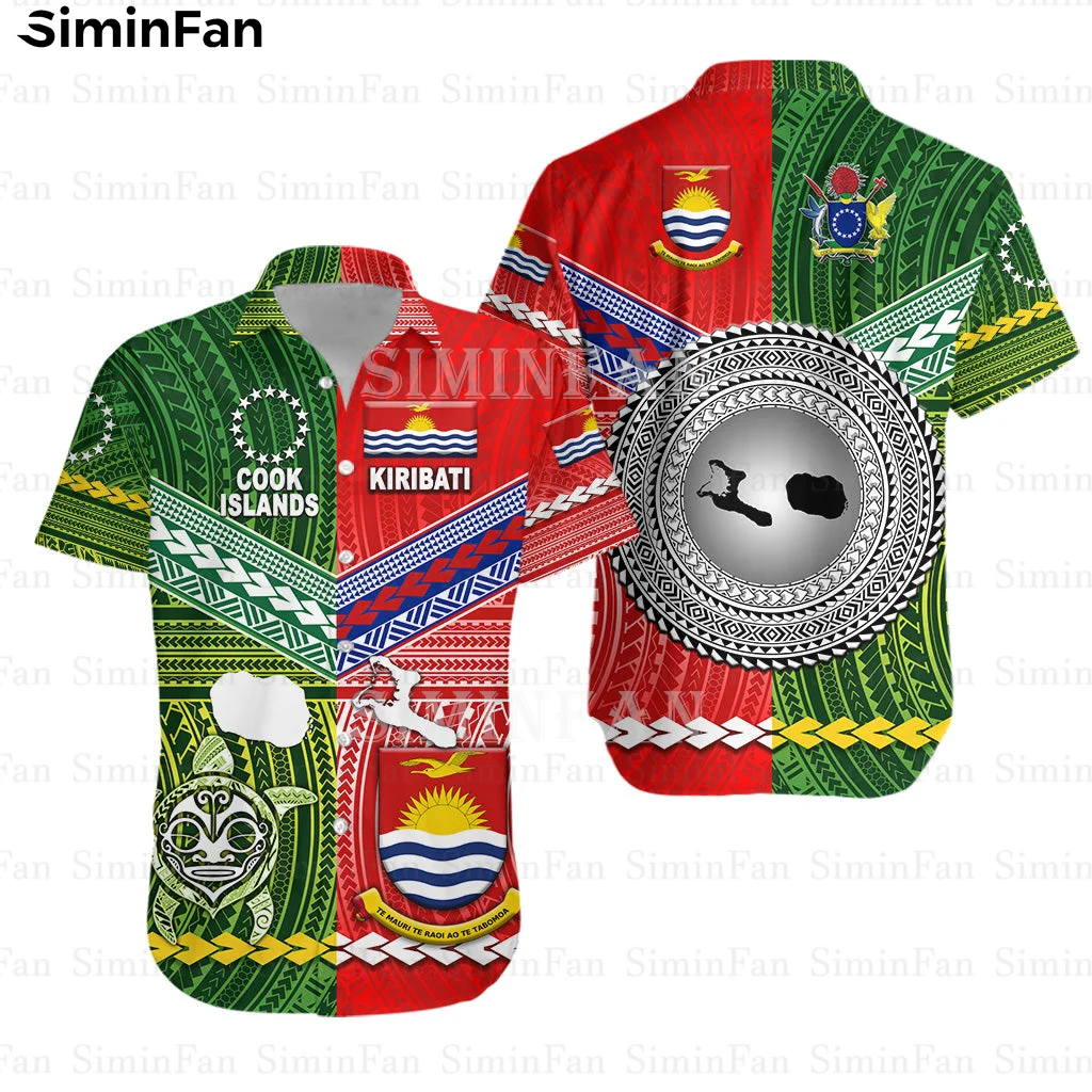 Kiribati Cook Islands Red Green 3D Print Hawaiian Shirt Men Baseball Jersey Male Camisa Summer Polo Tshirt Unisex Tee Female Top