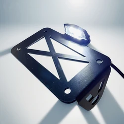 For Harley Sportsters Bobber Chopper 1 Set Universal LED Motorcycle License Plate Light Side Mount Registration Bracket Holder
