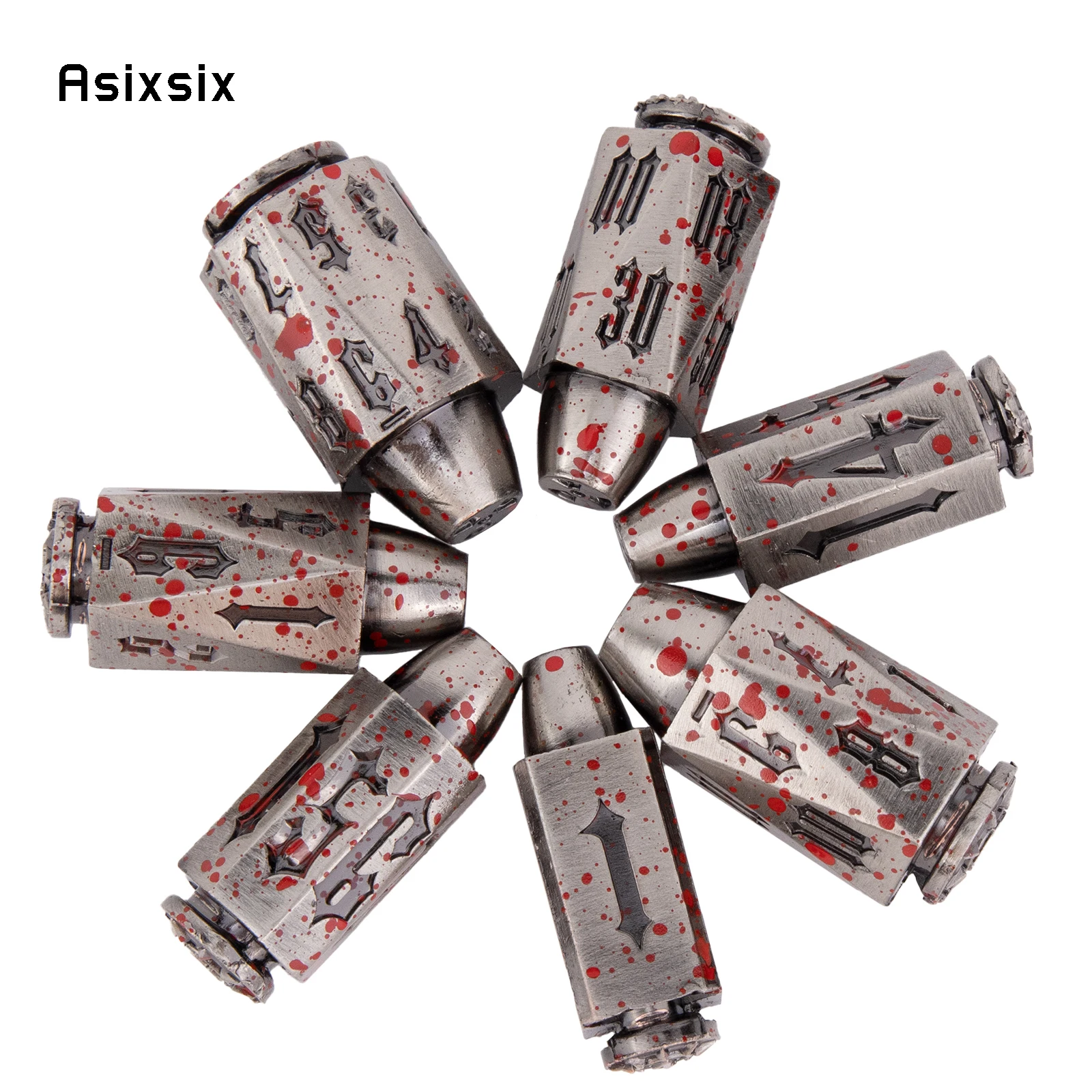 

7 шт., серебристые, красные металлические пули, черные цифры, многогранные игральные кости с острыми краями, подходят для ролевых игр, RPG, карточная игра