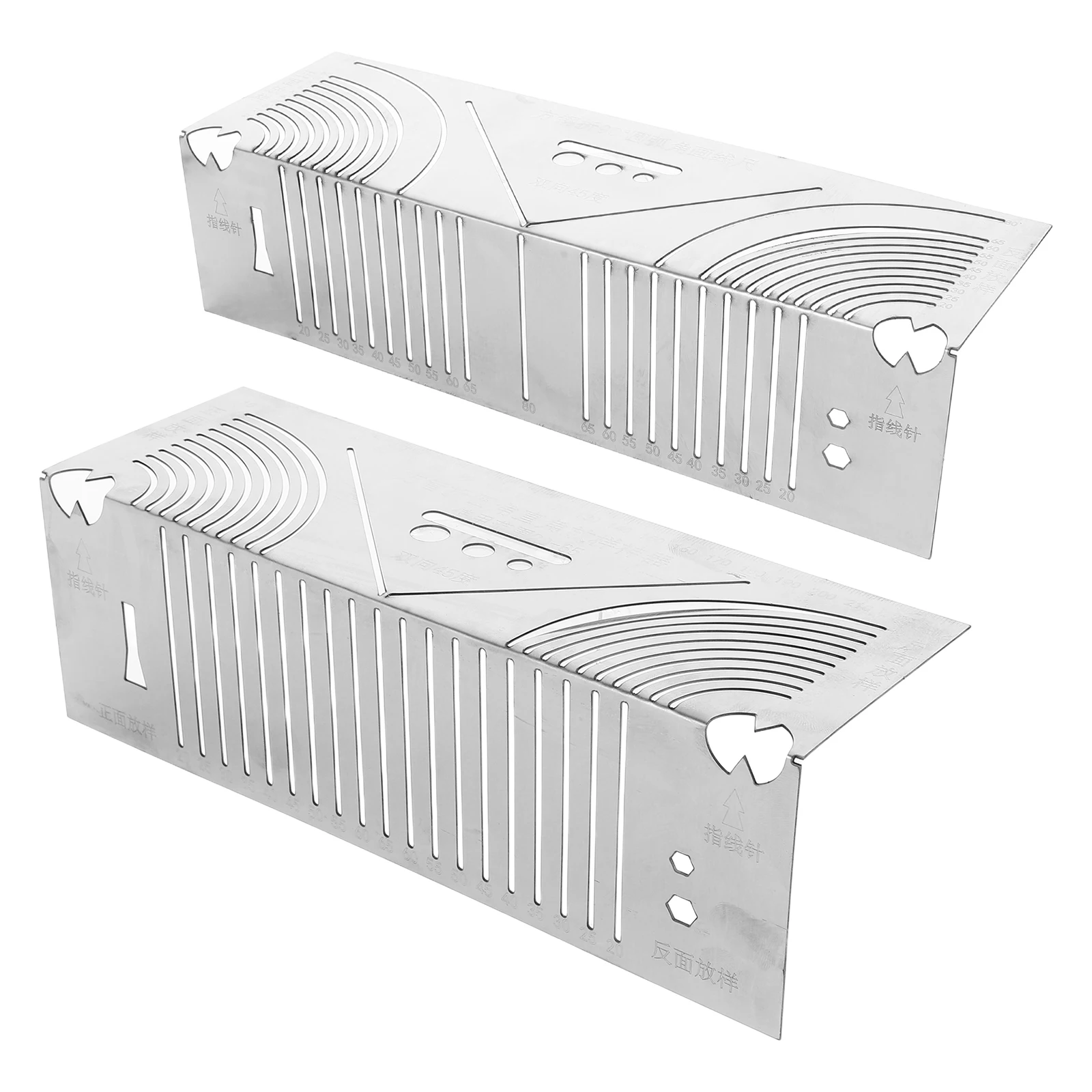 2 قطعة الفولاذ المقاوم للصدأ قوس بمناسبة حاكم متعدد الوظائف زاوية حاكم أداة قياس الدقة لأعمال النجارة المعدنية