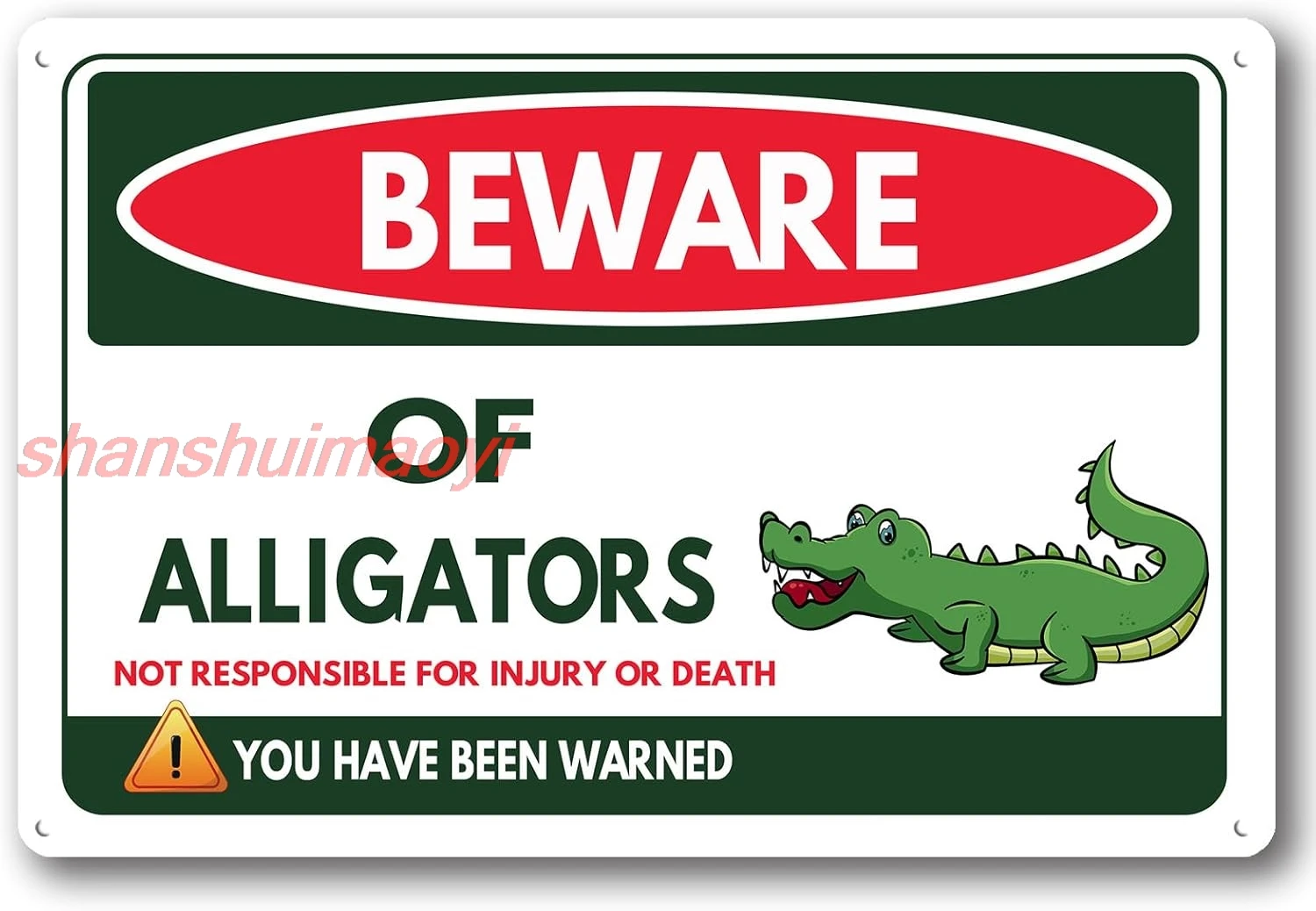 Beware Of Alligator Sign Decor -Alligator Warning Room Decor Gator Decoration Stickers Poster Stuff Funny Decorations Alumin