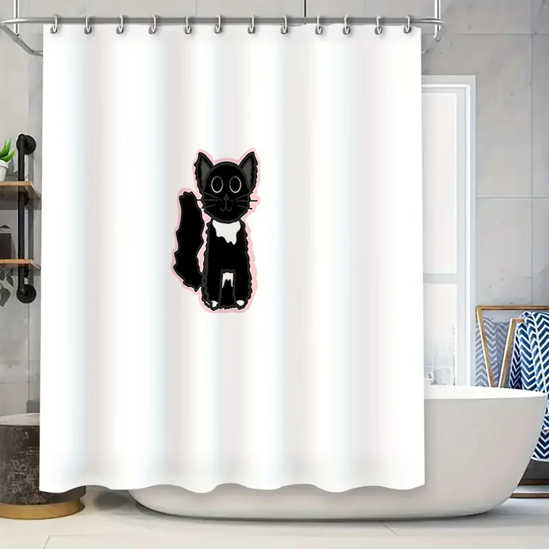 

Занавеска для душа с изображением кота, милый котенок, декор для ванной комнаты, стиль фермерского дома, моющаяся тканевая подкладка для дома