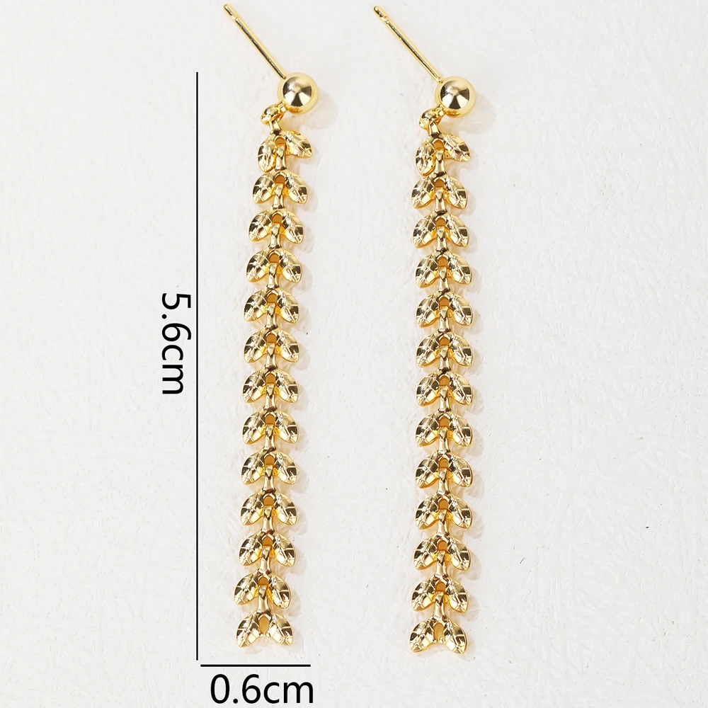 Pendientes de tuerca en forma de hoja exquisita Simple para mujer, pendientes de cobre chapados en oro Real de 14K, Nueva joyería, regalo de fiesta