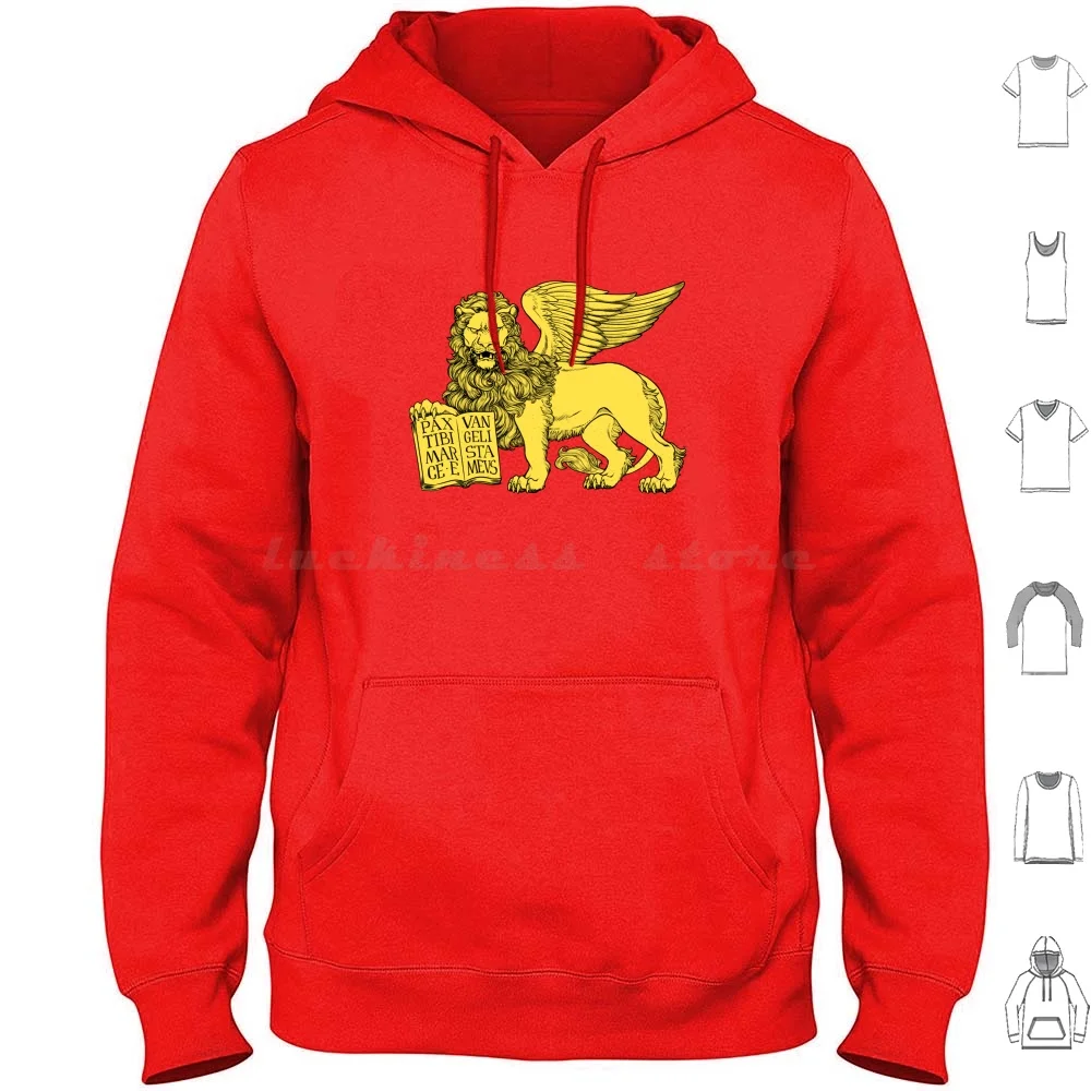 Lion Of Venice Hoodies Long Sleeve Lion Coa Venice Venezia Saint Mark Mark Coat Of Arms Flag Gold Golden Gold Lion