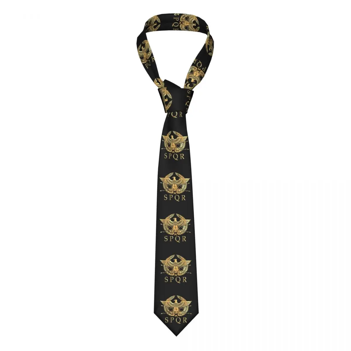 Customized Vintage Gold Roman Empire Byzantine Eagle Emblem Tie Men Fashion Rome SPQR Silk Business Neckties