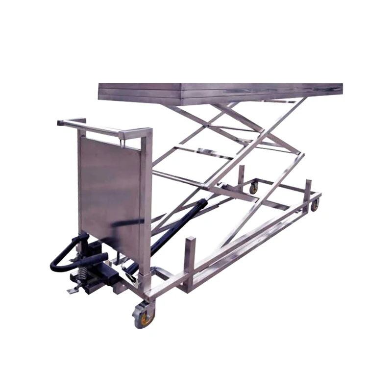 

RCMT-004 Mortuary cart body lifter Double cross morgue using for Cadaver And Corpse