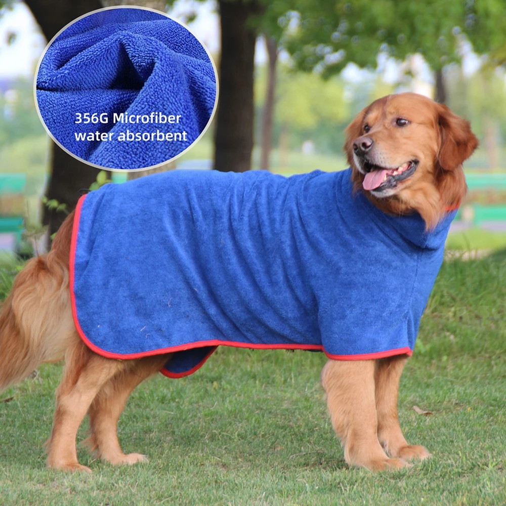 Dog Bathrobe Towel Fast Drying Coat Dog Bag Super Absorbent Pet Dog Cat Bath Robe Towel Soft Adjustable for Large to Small Dogs