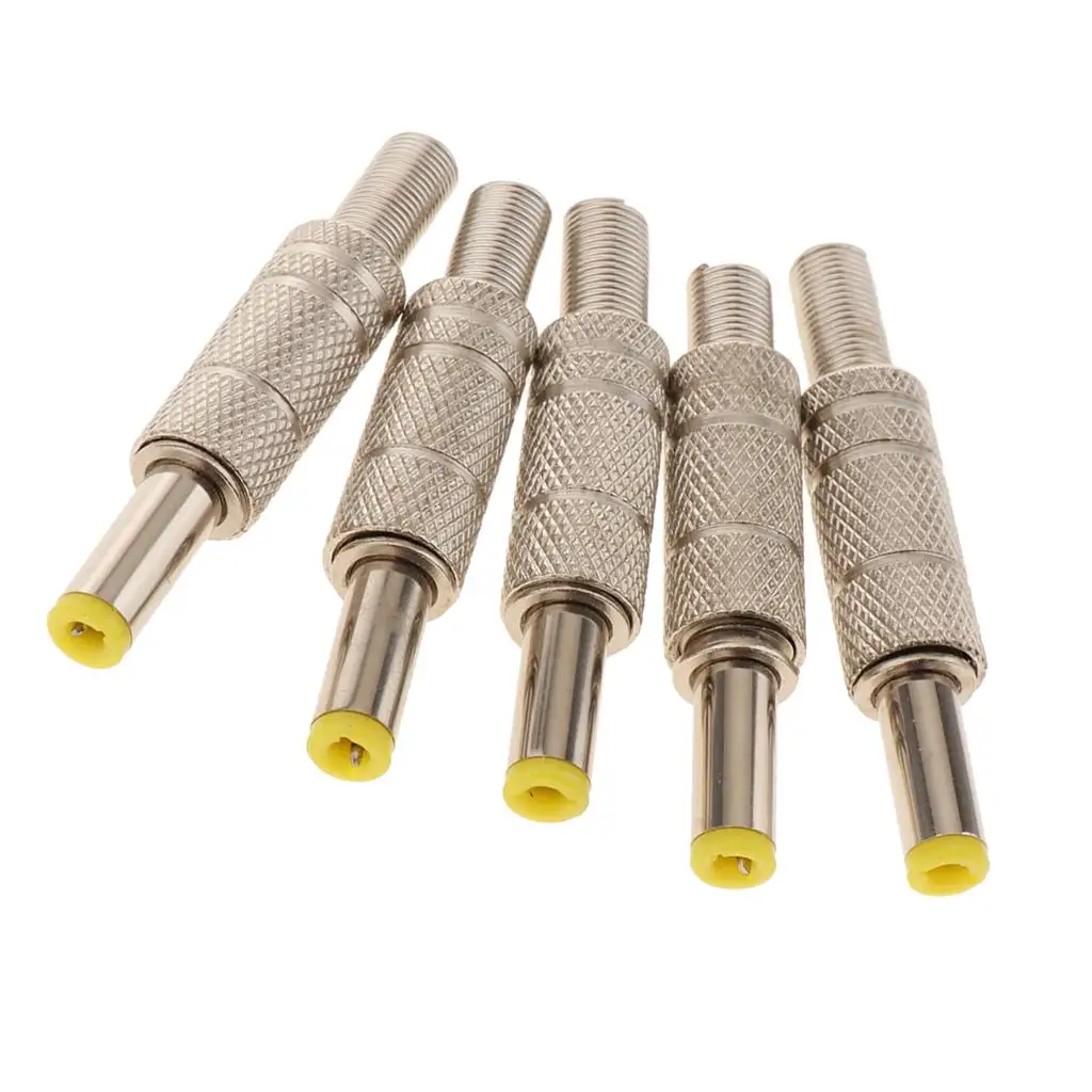 5pcs DC 5.5x2.5mm Power Supply Male Plug Welding Adapter Connector.