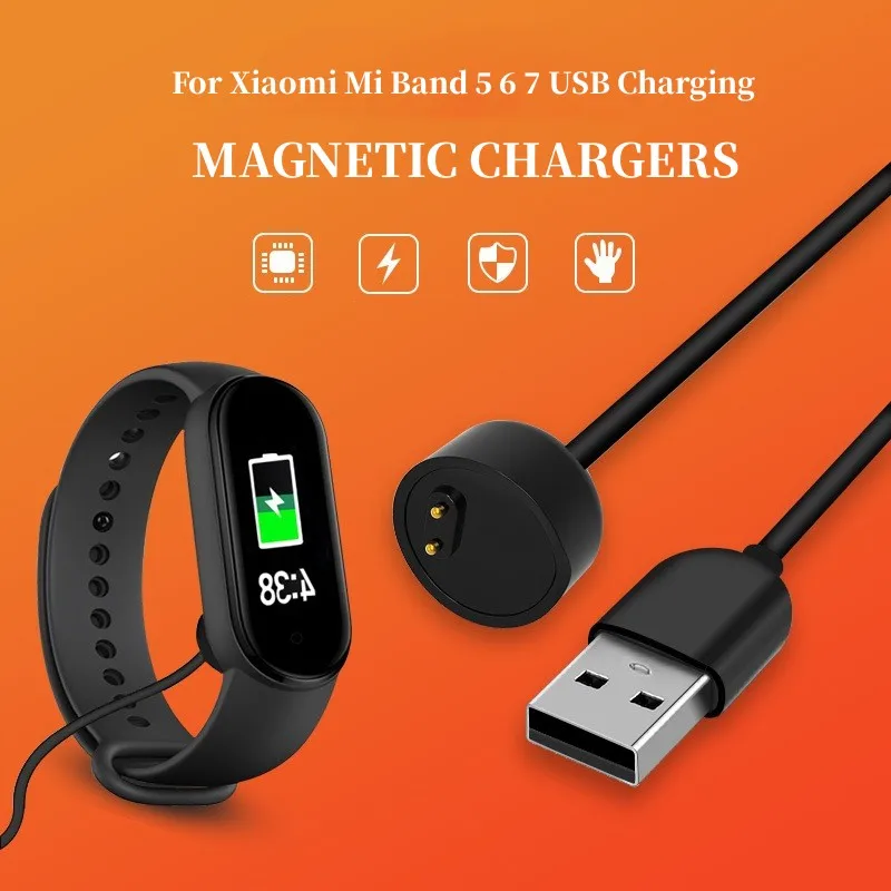 Cargadores magnéticos para Xiaomi Mi Band 5, 6, 7, cargador de reloj inteligente, cable de alimentación de núcleo de cobre puro, accesorios de reloj