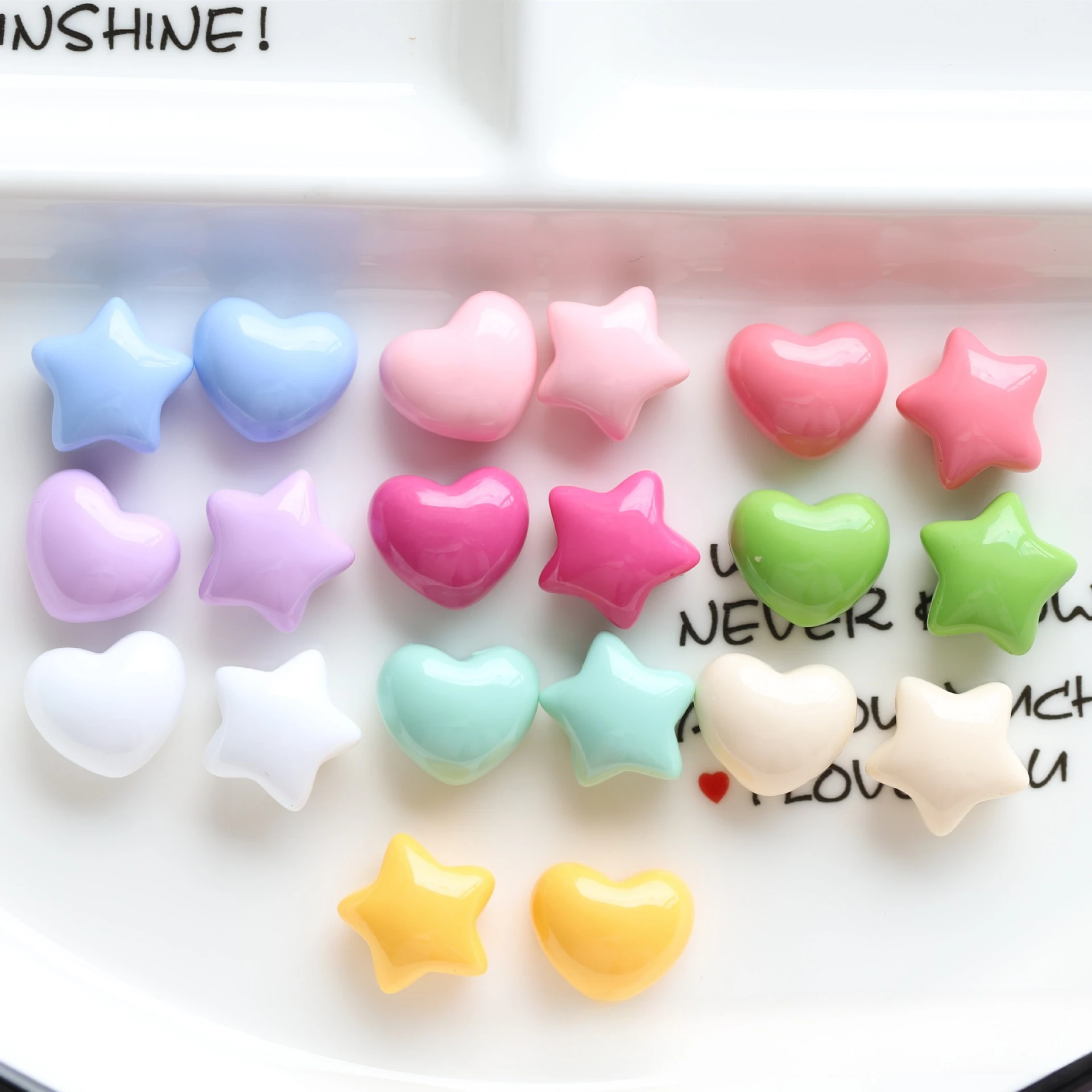 10pcs Mini Glossy Heart-Shaped Star Model Miniatures Handmade DIY Resin Jewelry Accessories Desktop Home Decor Decoration