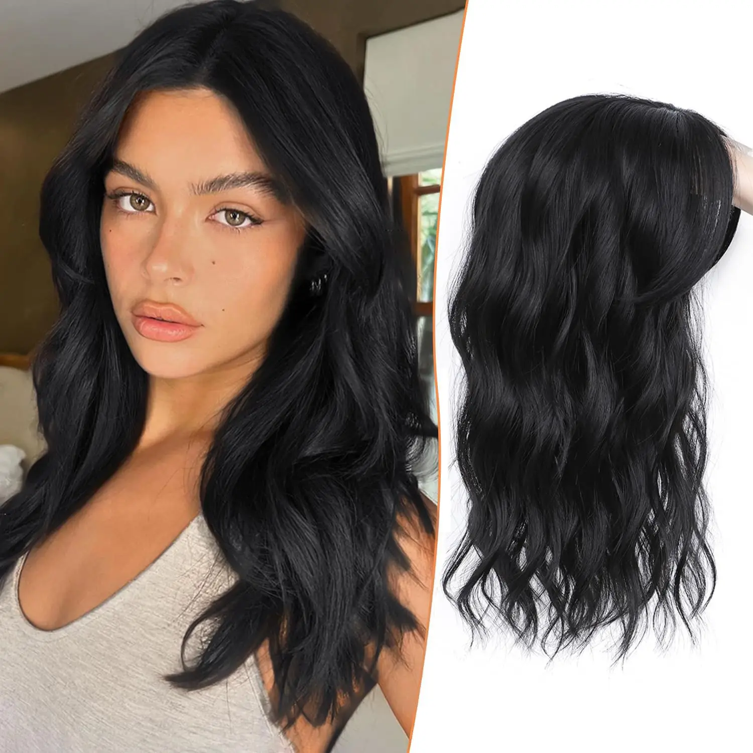 14 Inch Hair Topper for Women Thinning Hair, Synthetic Clip In Hairpiece with Natural Volume and Breathable Base