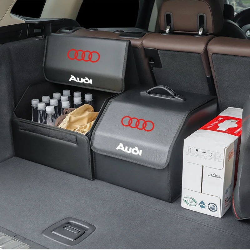 Car Trunk Storage Bag Leather Camping Box Collapsible For Audi Sline A1 A3 A4 A5 A6 A7 A8 B8 B9 B6 C6 Q2 Q3 Q5 Q7 Q8 TT S3 S4 S7