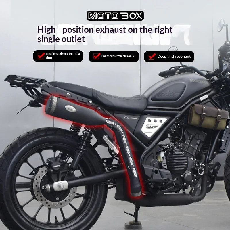 【Premium】For Honda CL300 modification: High-mounted exhaust system with a single outlet on the right side for a deep, resonant s