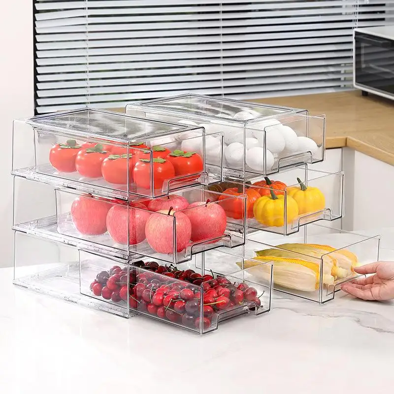 

Transparent Plastic Refrigerator Storage Box Multi-Layer Egg Fruit Dumpling Preservation Container Simple Design Kitchen Orga...