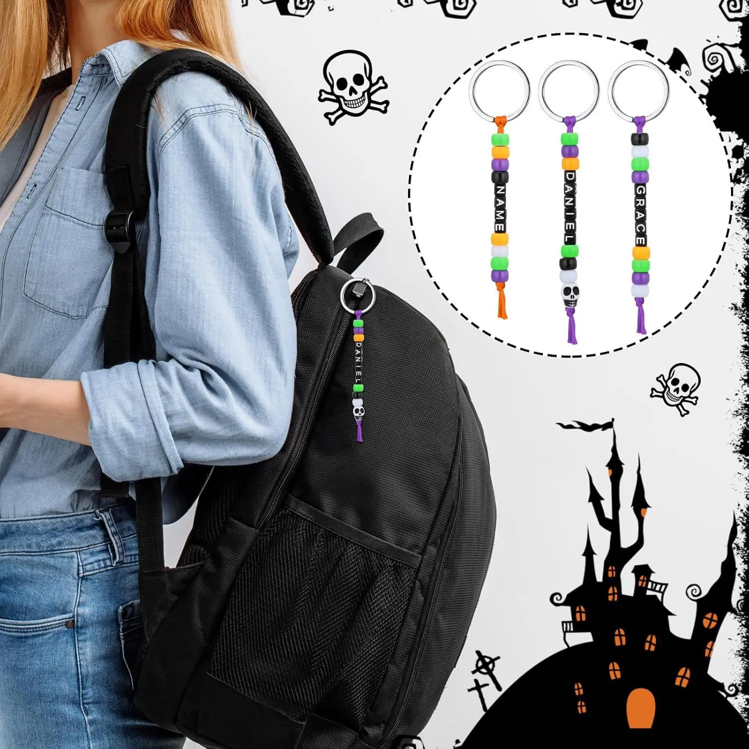 Adjustable Halloween Themed DIY Beads Keychain Kit