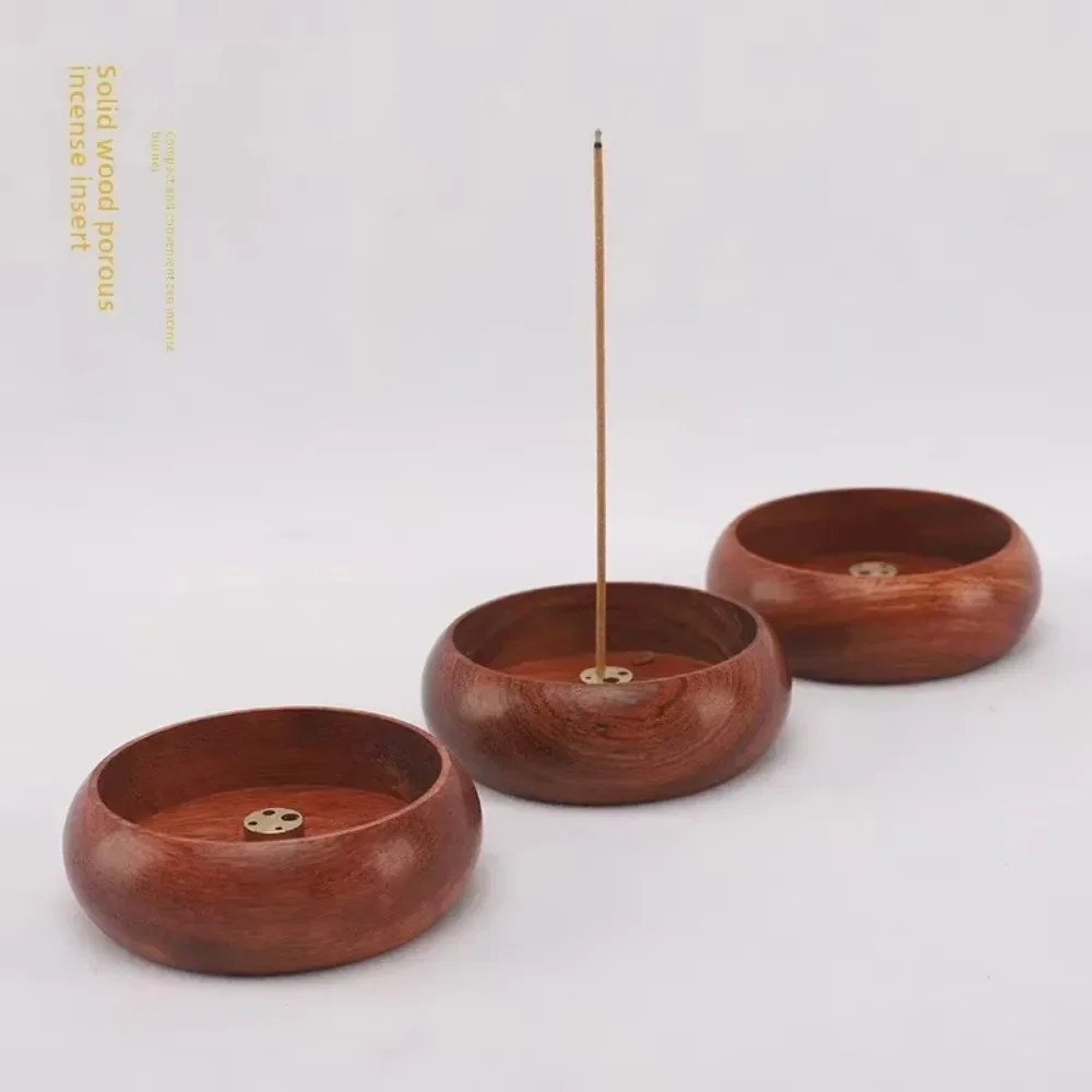 2025 Fragrance Insertion Solid Wood Mini Circular Incense Stove Indoor Incense Wood Pear Multi Hole Thread Zen Incense Burner