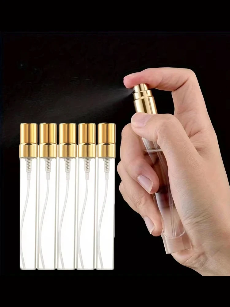 5ml/10ml 5 Stück Glas-Sprühflaschen Nachfüllbarer Parfüm-Zerstäuber Probenfläschchen Dünne Glasfläschchen Gold – Detail 5